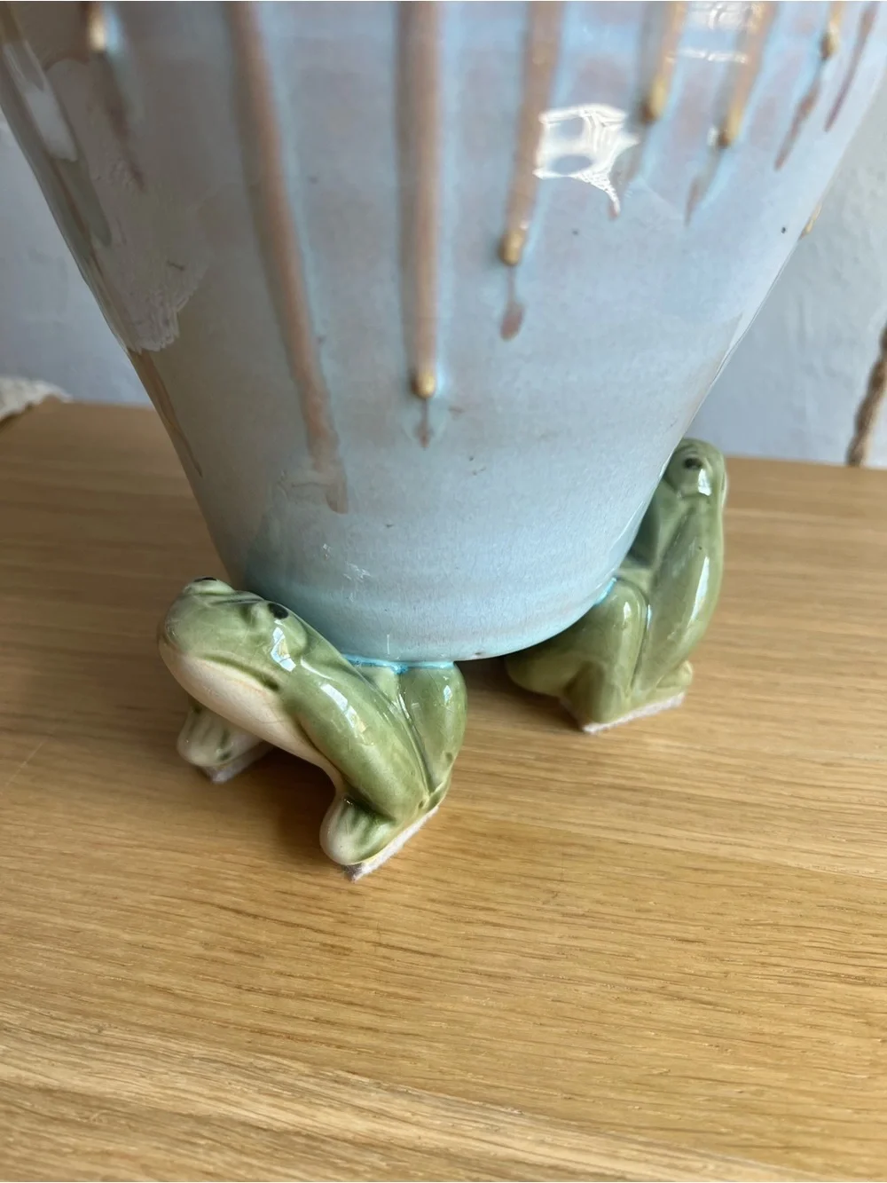 Vintage Studio Pottery Frog Foot Vase Handmade Ceramic Art Cottagecore Woodland